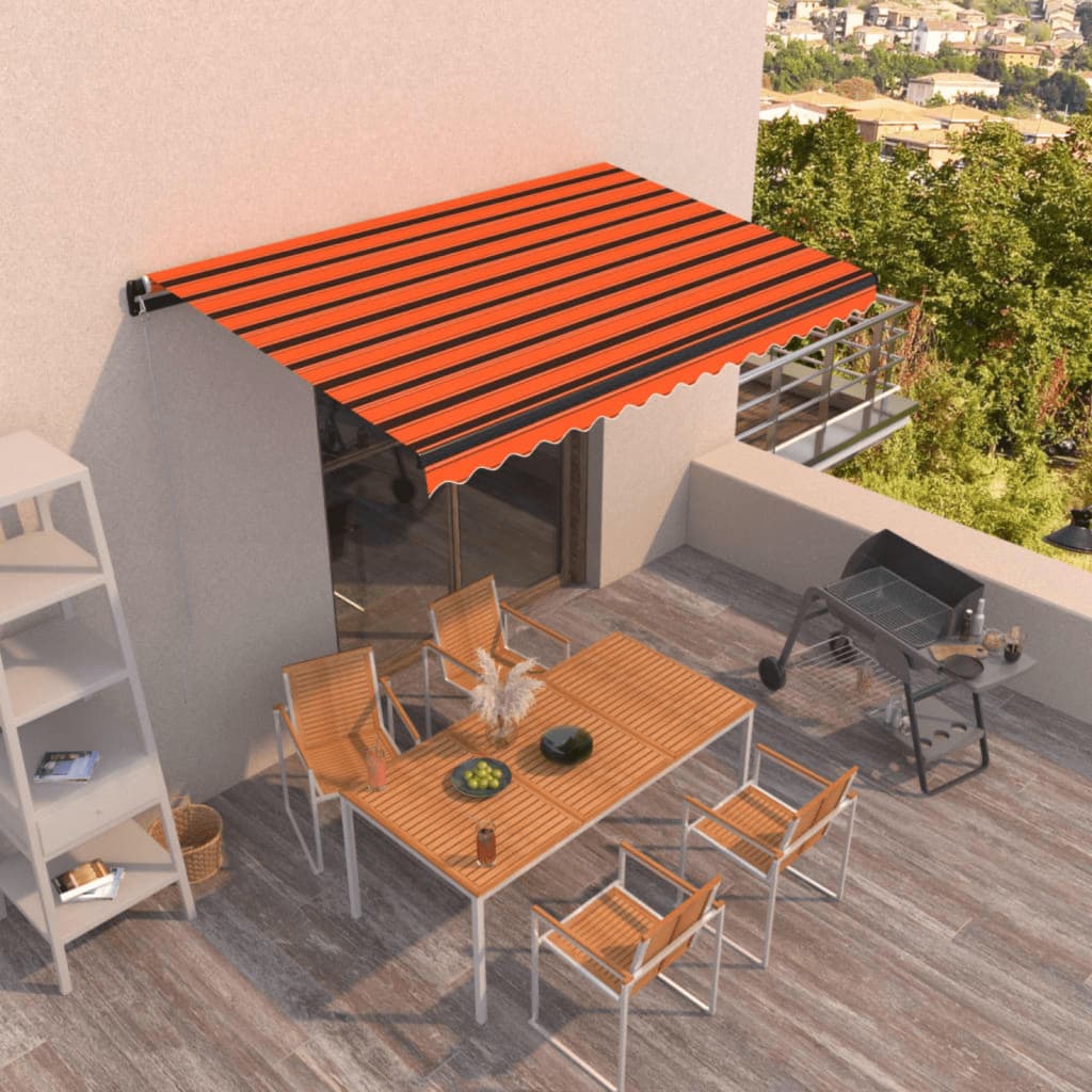 Copertină retractabilă manual, portocaliu/ maro, 450x350 cm