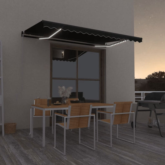 Copertină manuală retractabilă, cu LED, antracit, 450x350 cm