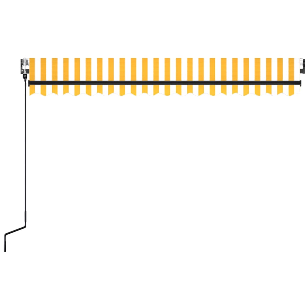 Copertină retractabilă automat, galben și alb, 450x350 cm