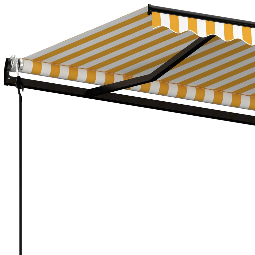 Copertină retractabilă automat, galben și alb, 450x350 cm