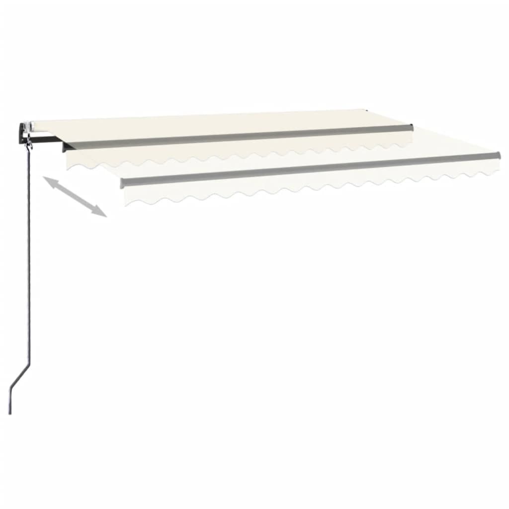 Copertină automată cu LED & senzor vânt, crem, 450x350 cm
