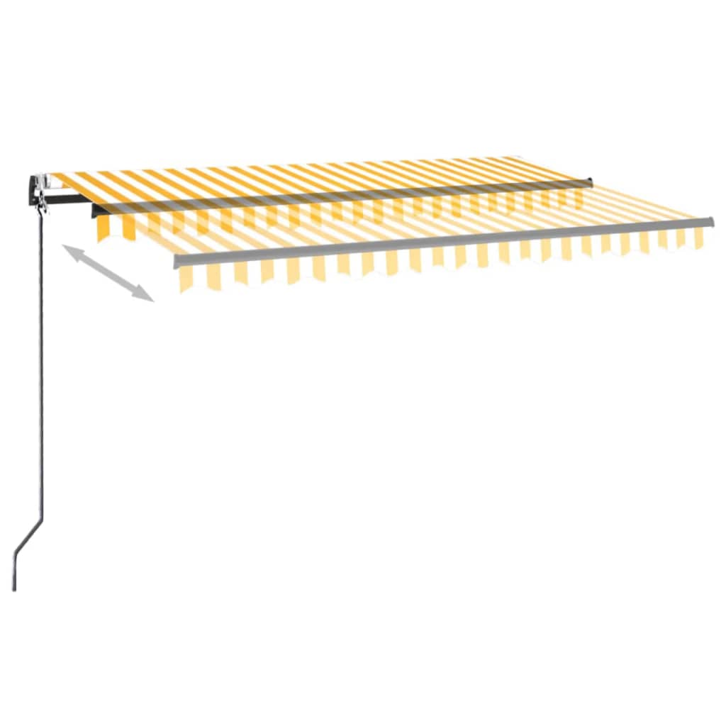 Copertină automată cu LED&senzor vânt, galben&alb, 450x350 cm