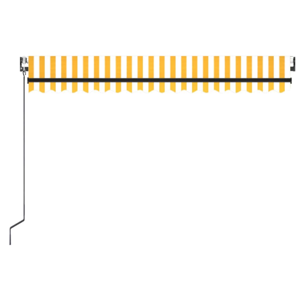 Copertină automată cu LED&senzor vânt, galben&alb, 450x350 cm