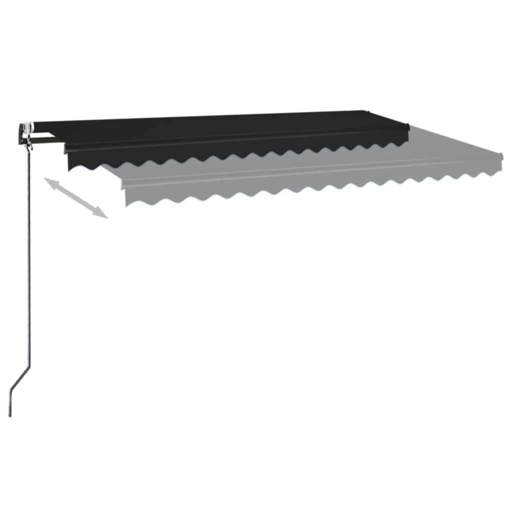 Copertină automată cu LED & senzor vânt, antracit, 450x350 cm
