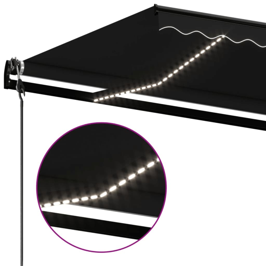 Copertină automată cu LED & senzor vânt, antracit, 450x350 cm