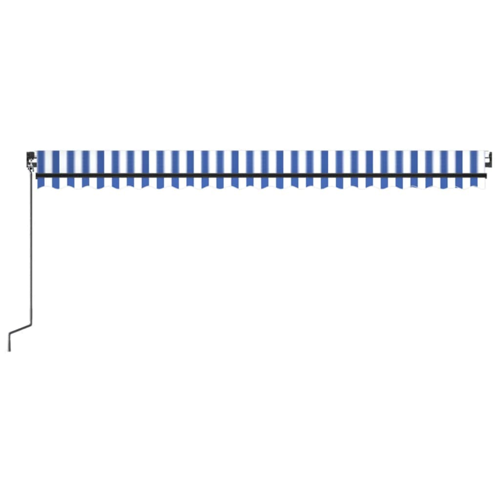 Copertină retractabilă manual, albastru și alb, 500x350 cm