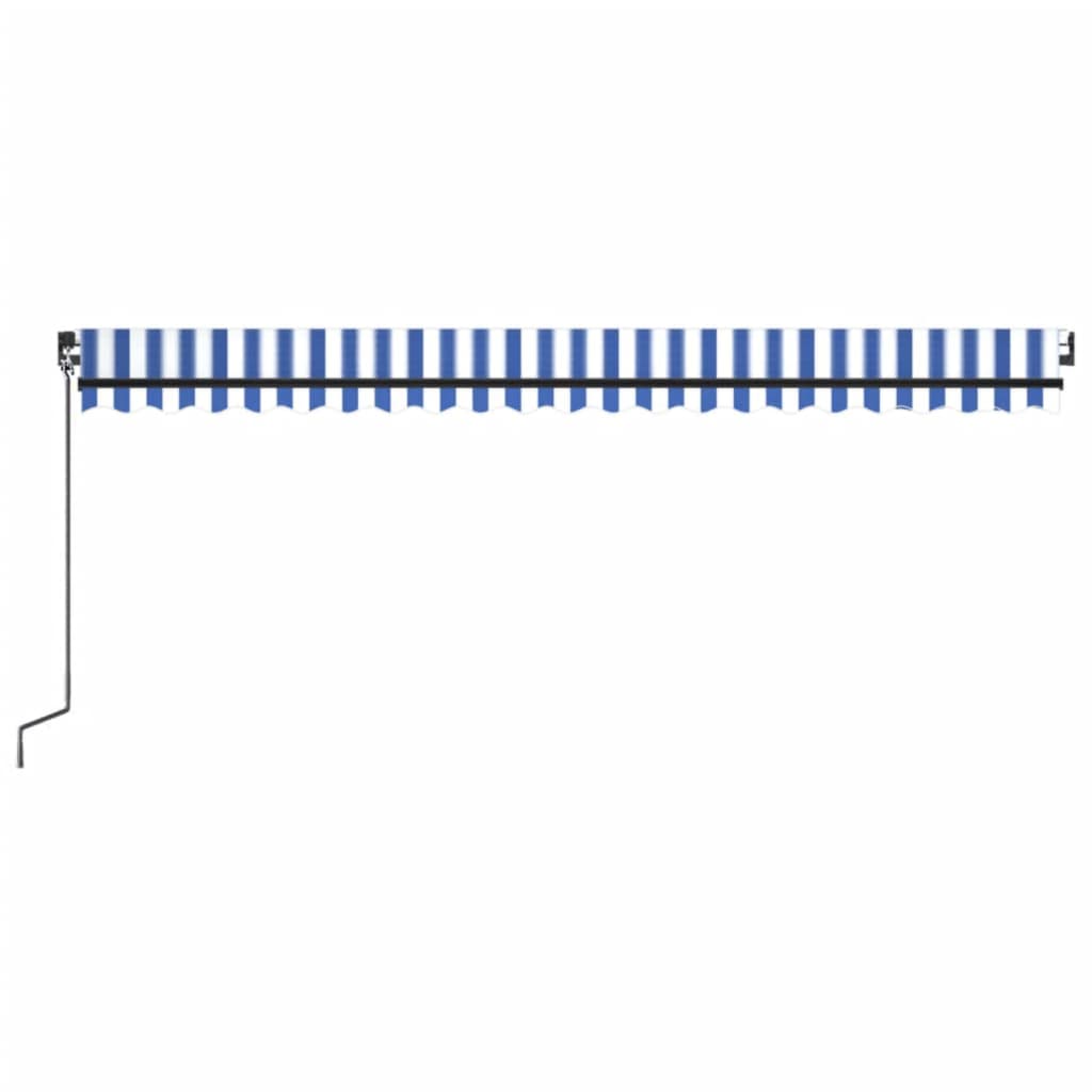 Copertină retractabilă manual cu LED, albastru/alb, 500x350 cm