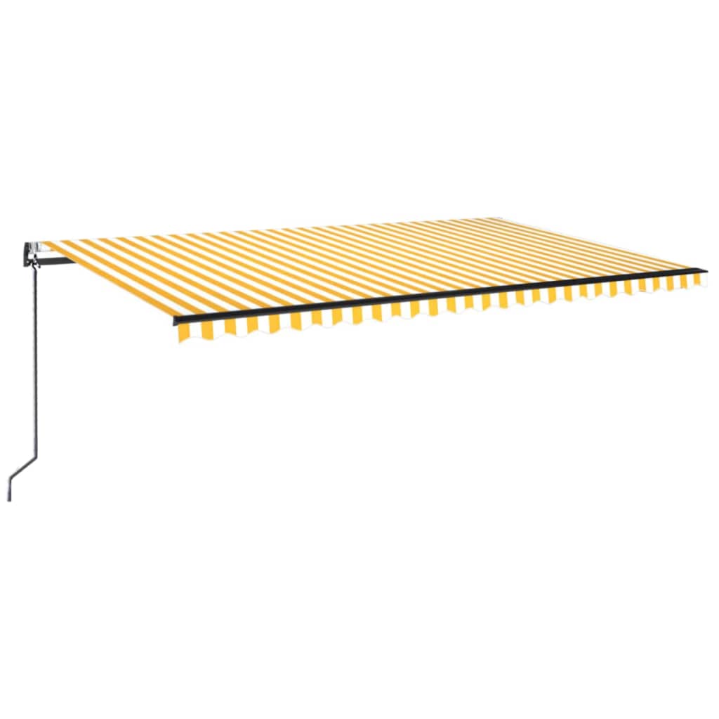 Copertină retractabilă automat, galben și alb, 500x350 cm