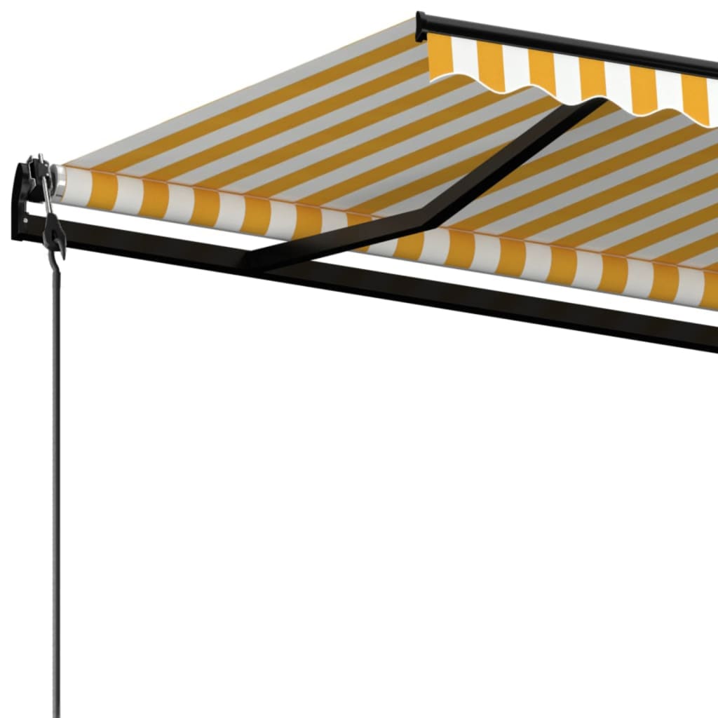 Copertină retractabilă automat, galben și alb, 500x350 cm