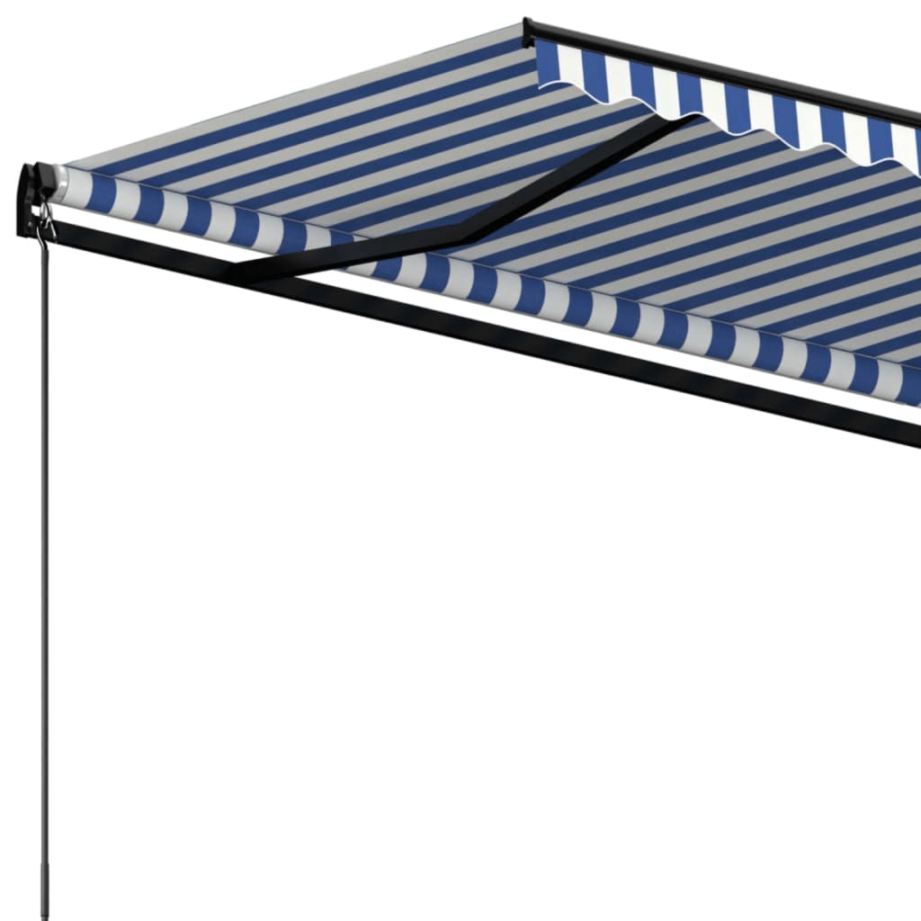 Copertină retractabilă manual, albastru și alb, 600x350 cm
