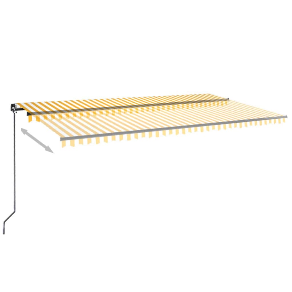 Copertină retractabilă manual, galben și alb, 600x350 cm
