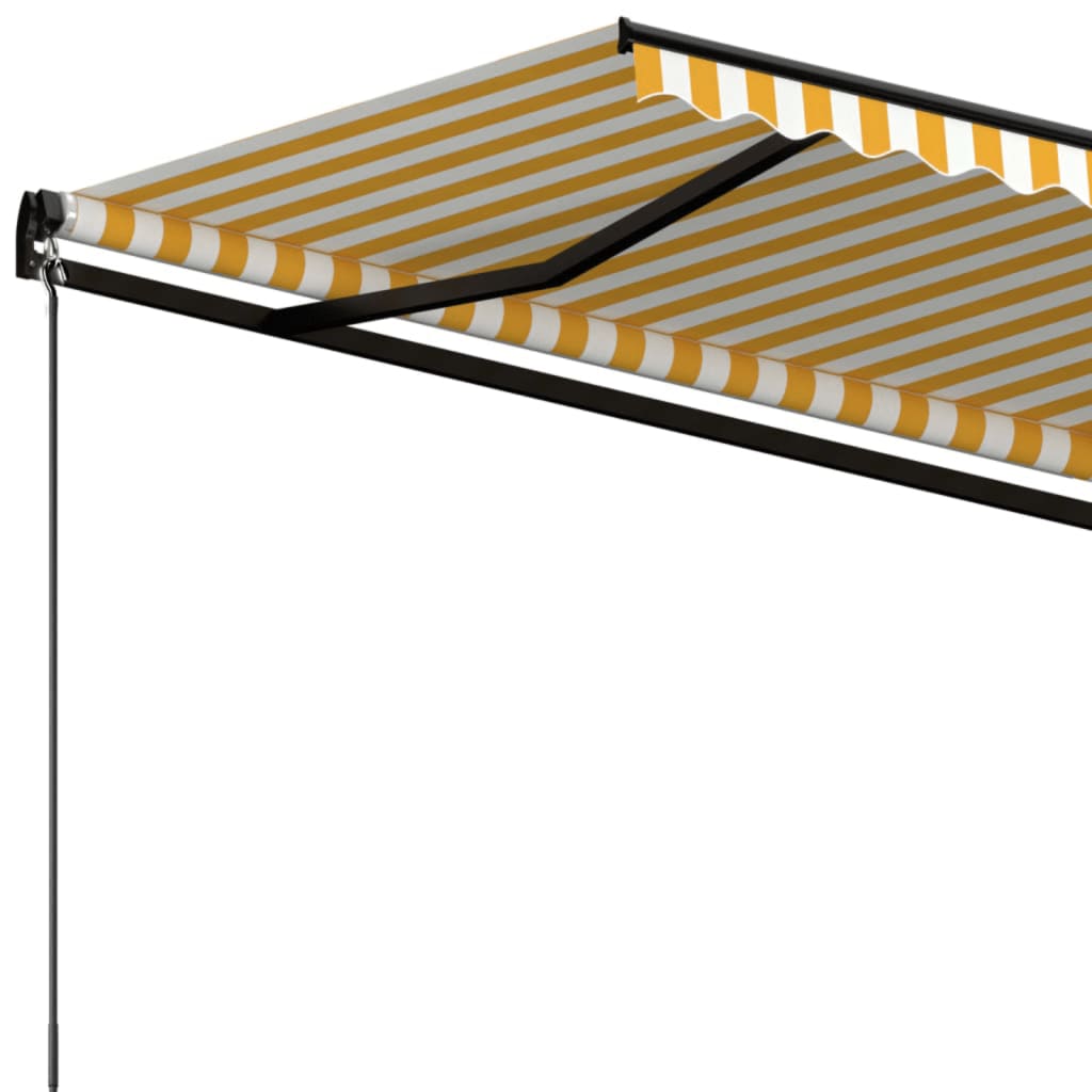 Copertină retractabilă manual, galben și alb, 600x350 cm