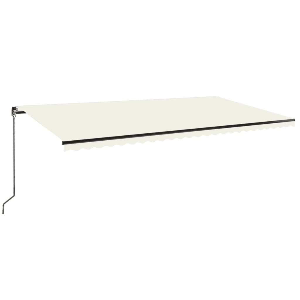 Copertină retractabilă manual cu LED, crem, 600x350 cm