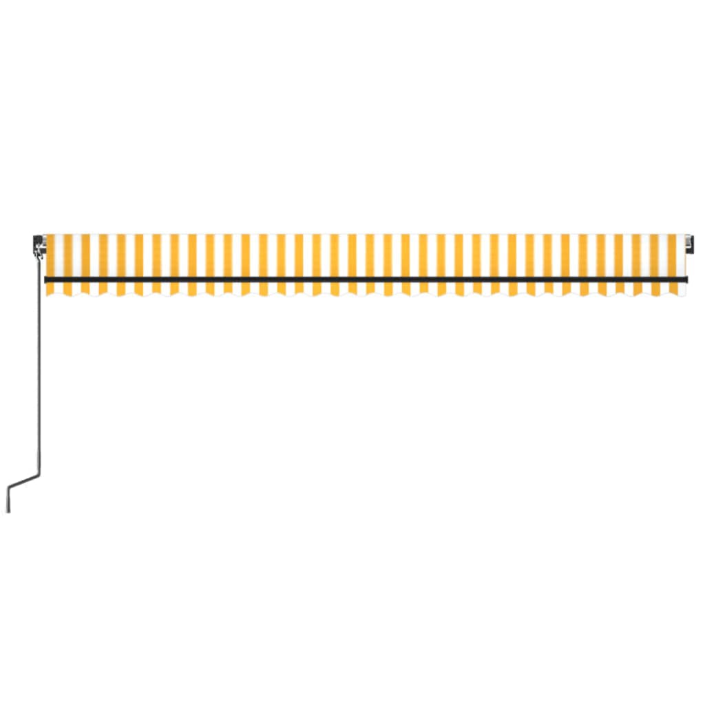 Copertină retractabilă manual cu LED, galben și alb, 600x350 cm