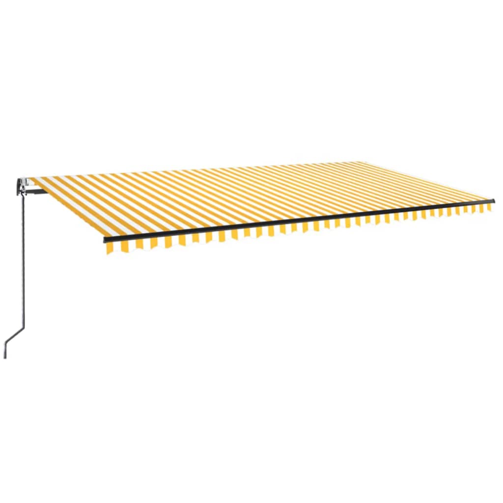 Copertină retractabilă automat, galben și alb, 600x350 cm