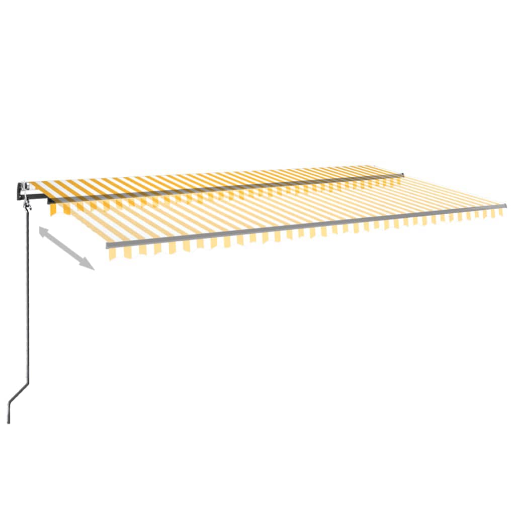 Copertină retractabilă automat, galben și alb, 600x350 cm