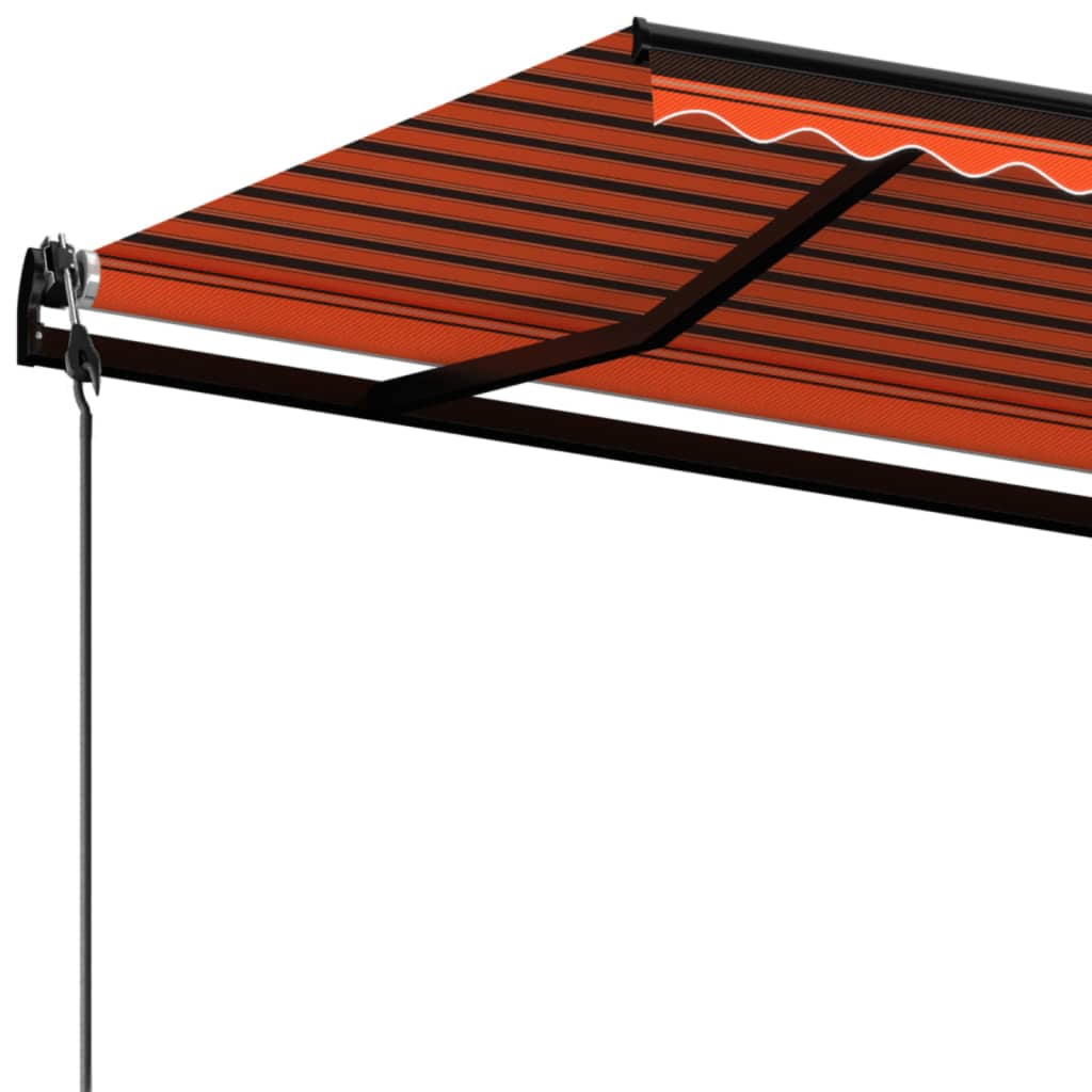 Copertină retractabilă automat, portocaliu și maro, 600x350 cm