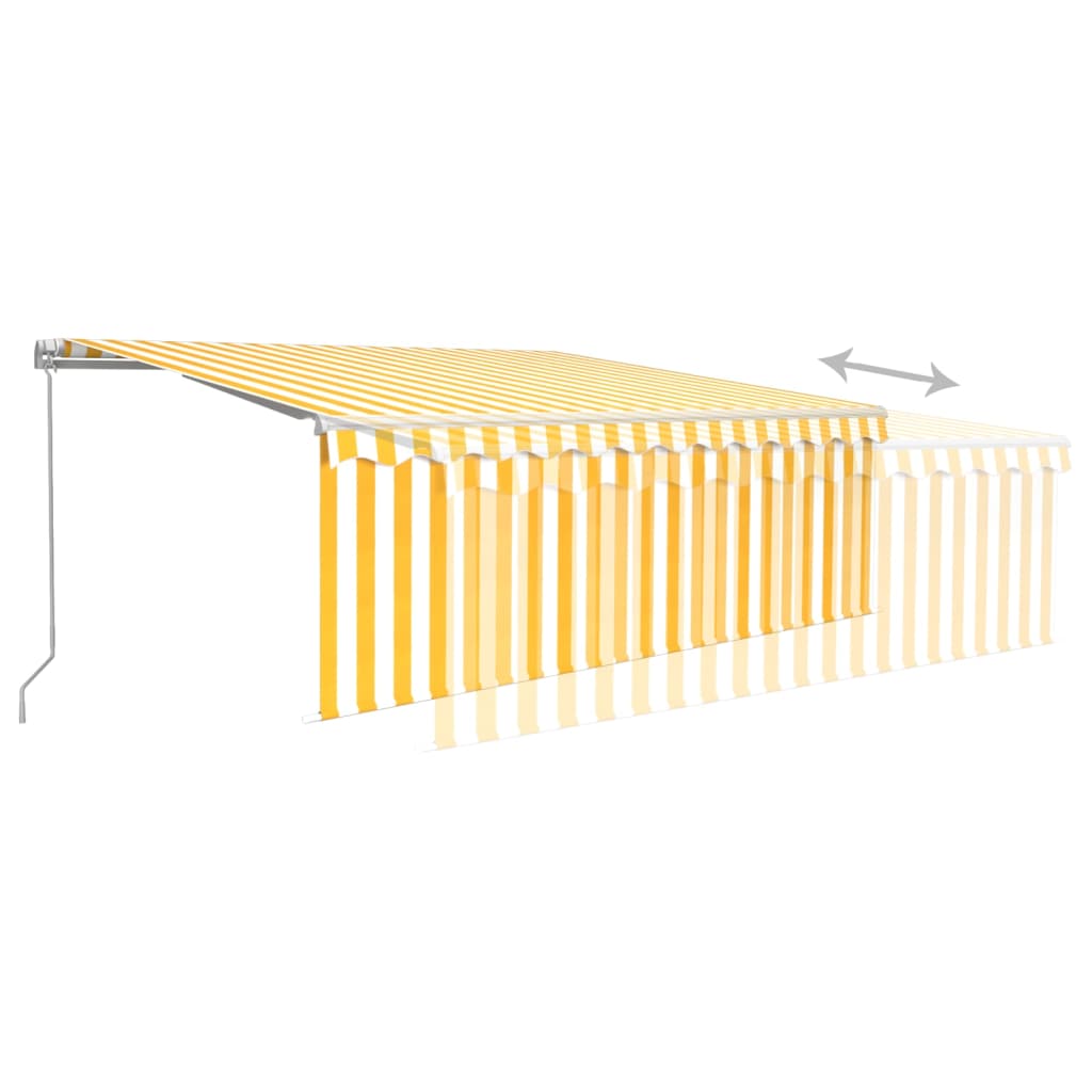 Copertină retractabilă manual cu stor&LED, galben&alb, 4x3 m