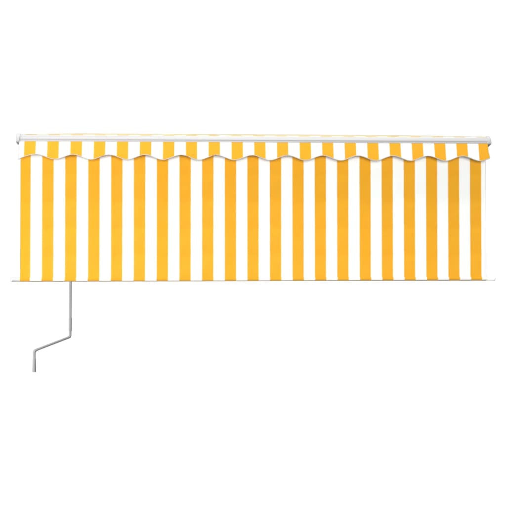Copertină automată cu stor&LED&senzor vânt galben&alb, 4,5x3 cm