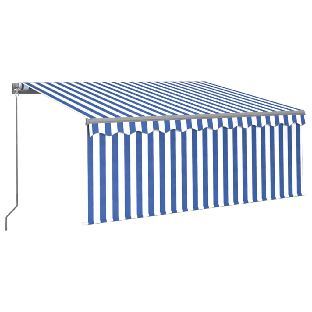 Copertină retractabilă manual cu stor&LED albastru&alb 3,5x2,5m