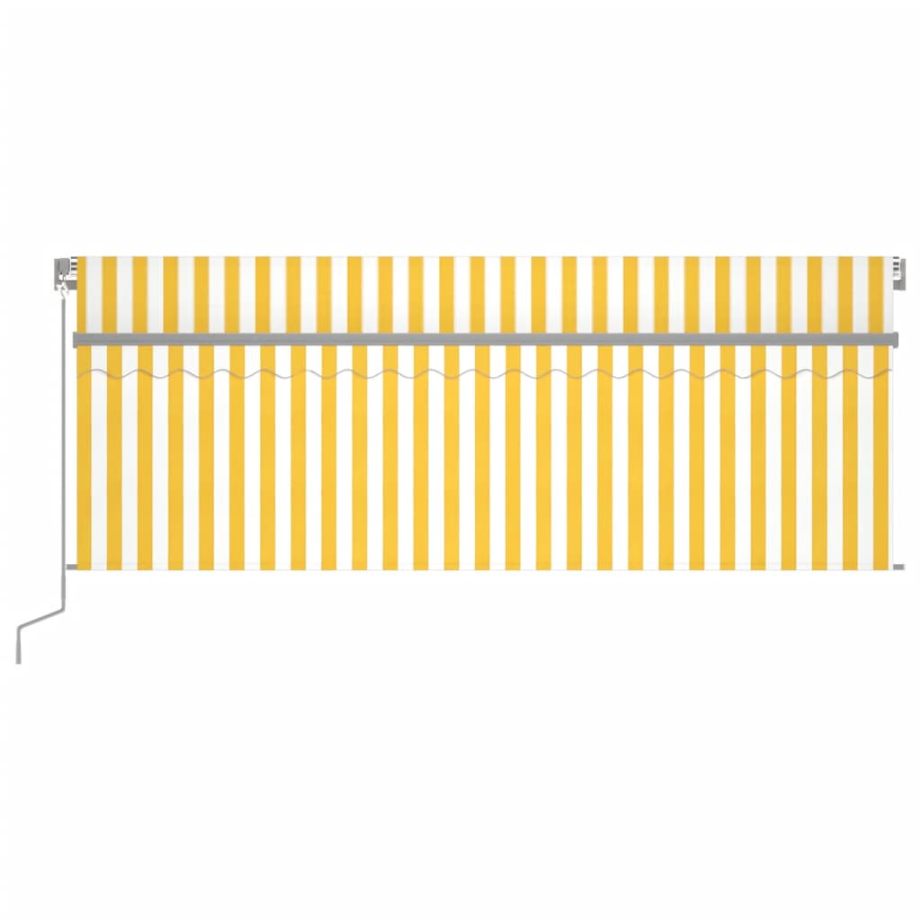 Copertină retractabilă automat cu stor, galben&alb, 4x3 m