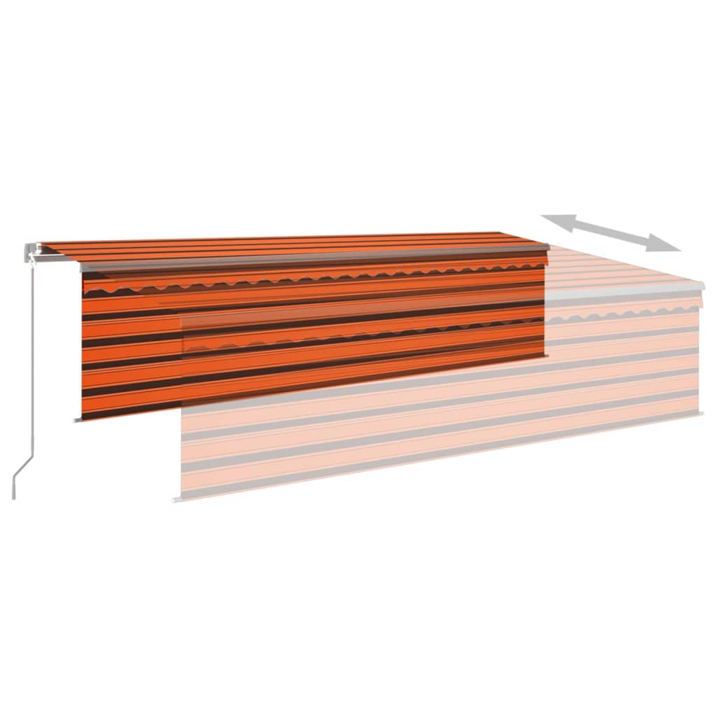 Copertină retractabilă manual, cu stor, portocaliu&maro, 5x3 m