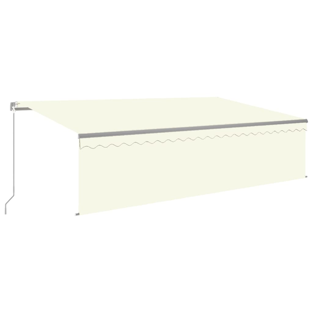 Copertină retractabilă manual cu stor&LED, crem, 5x3 m