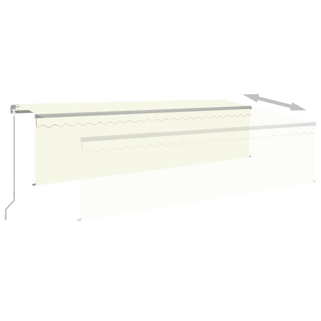 Copertină retractabilă manual cu stor&LED, crem, 5x3 m