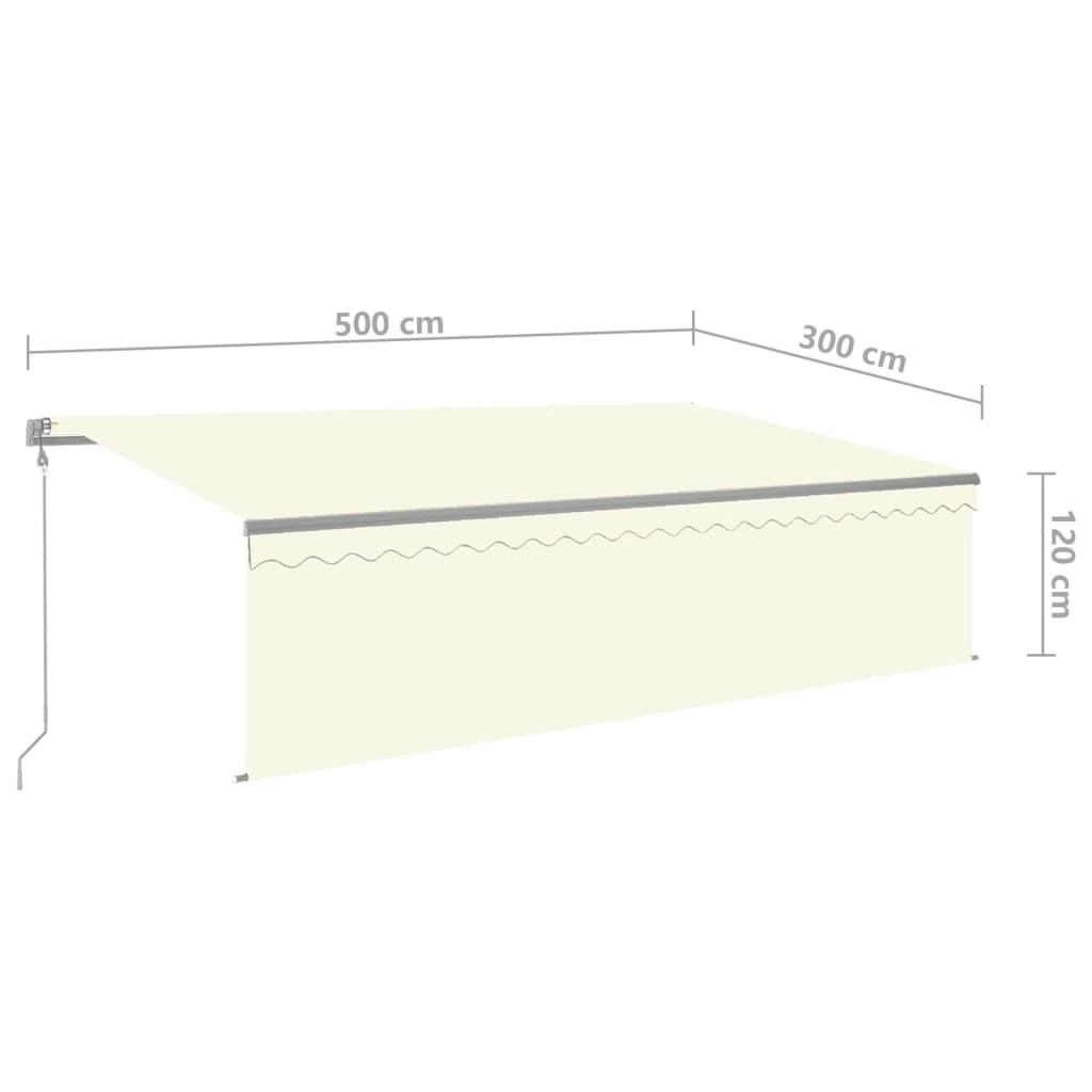 Copertină retractabilă automat stor&LED&senzor vânt crem 5x3m