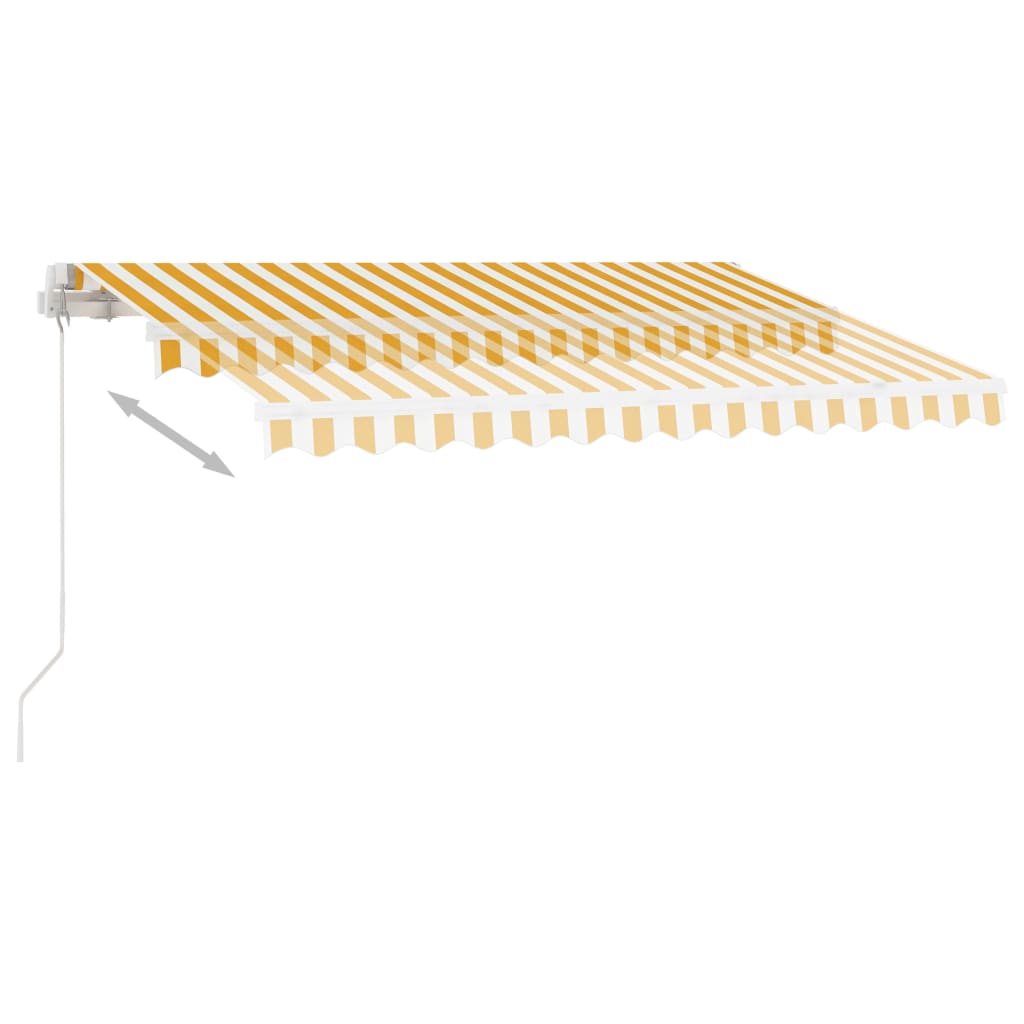 Copertină retractabilă manual, galben/alb, 300x250 cm