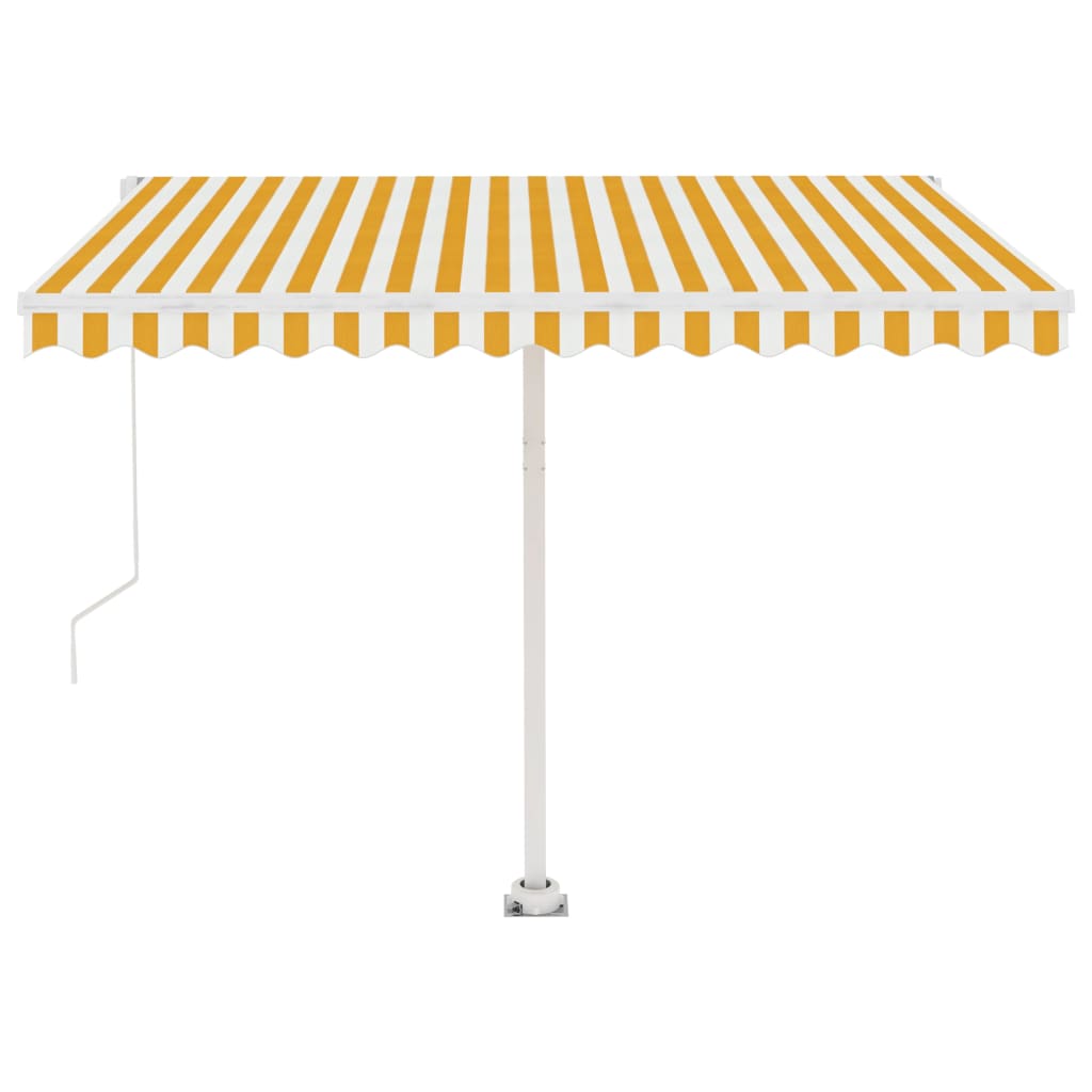 Copertină retractabilă manual, galben/alb, 300x250 cm