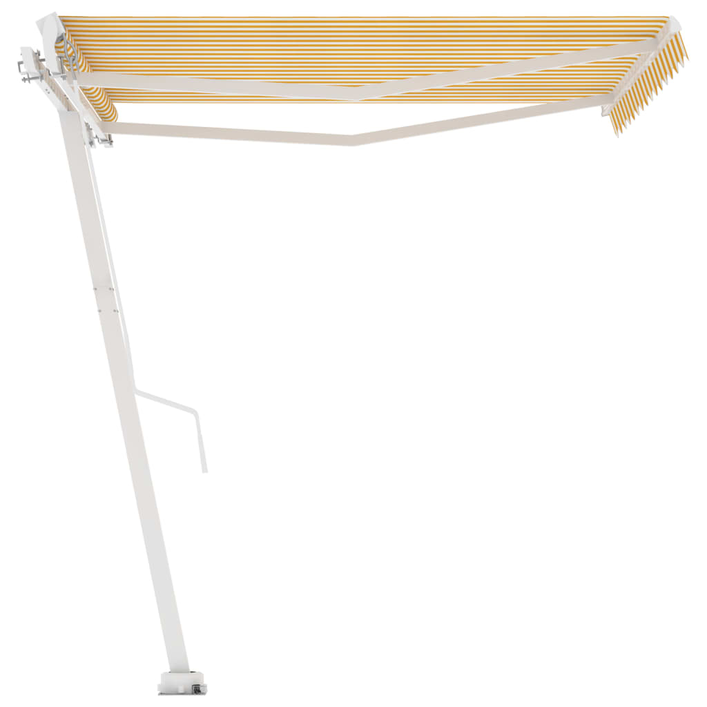 Copertină retractabilă manual, galben/alb, 300x250 cm