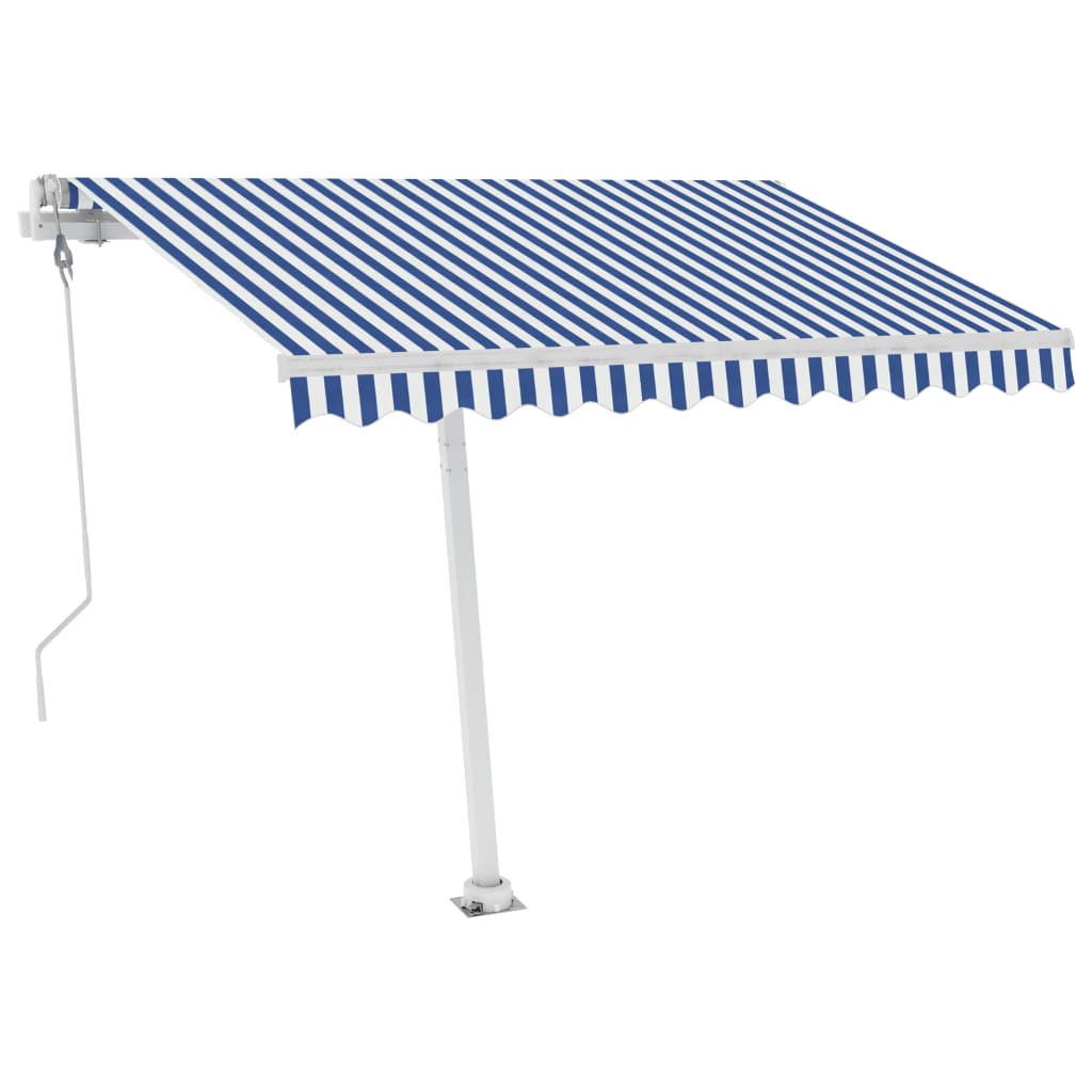 Copertină automată cu senzor vânt&LED, albastru/alb, 300x250 m
