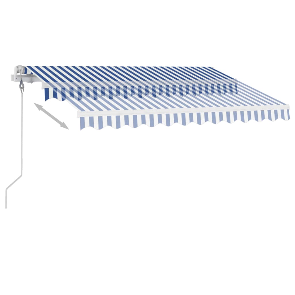 Copertină automată cu senzor vânt&LED, albastru/alb, 300x250 m