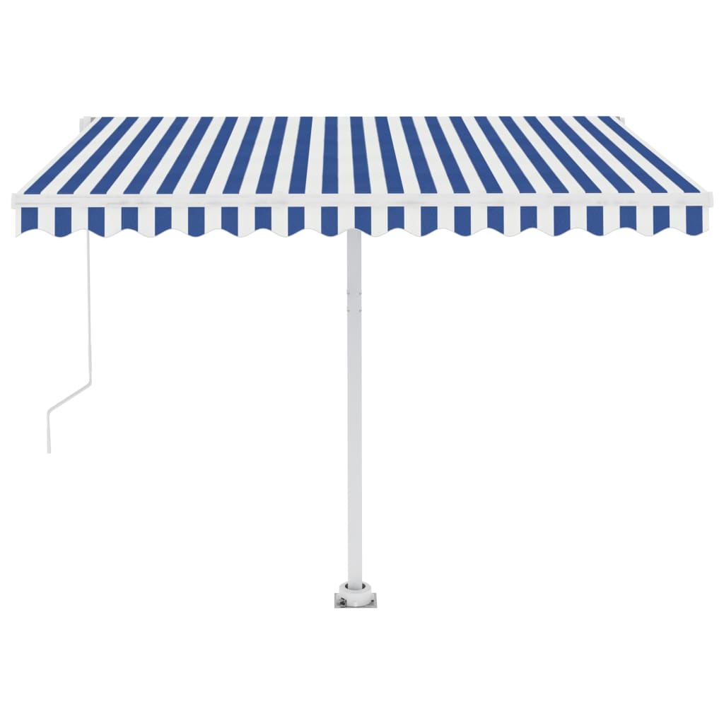 Copertină automată cu senzor vânt&LED, albastru/alb, 300x250 m