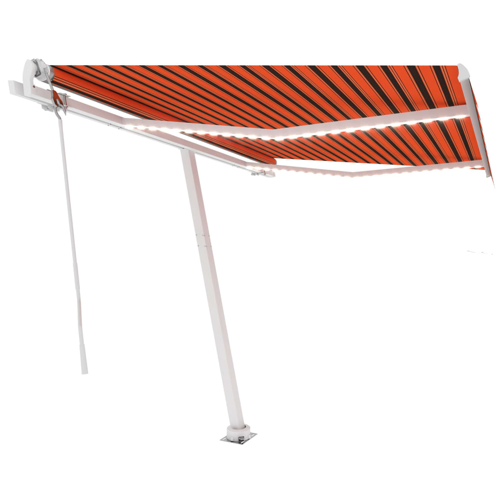 Copertină automată senzor vânt&LED, portocaliu/maro, 300x250 cm