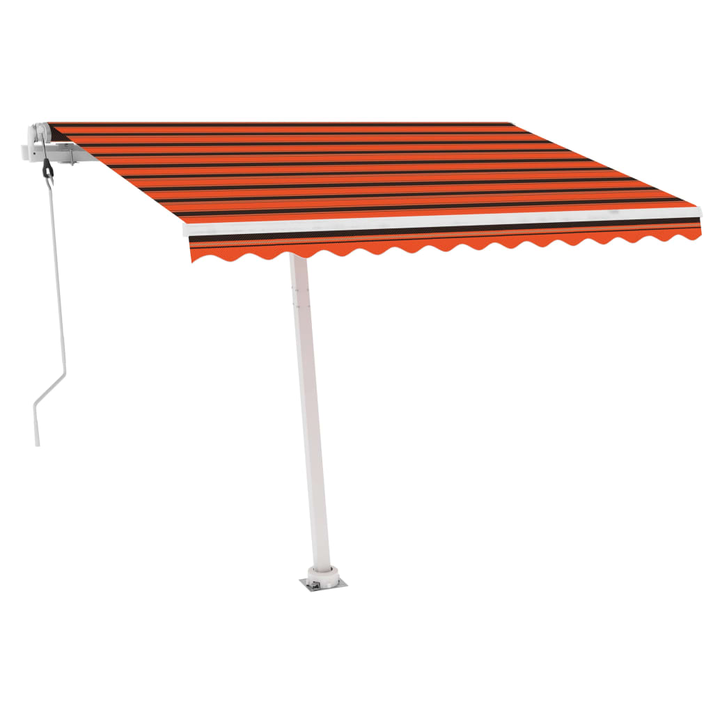 Copertină automată senzor vânt&LED, portocaliu/maro, 300x250 cm