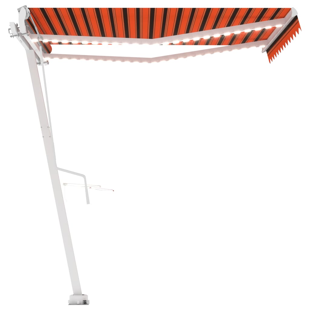 Copertină automată senzor vânt&LED, portocaliu/maro, 300x250 cm