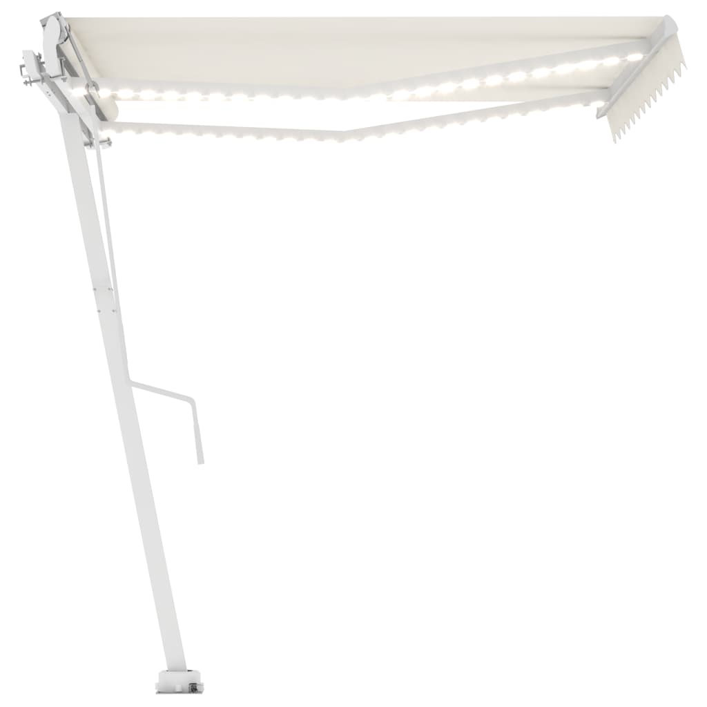 Copertină automată cu senzor vânt & LED, crem, 350x250 cm
