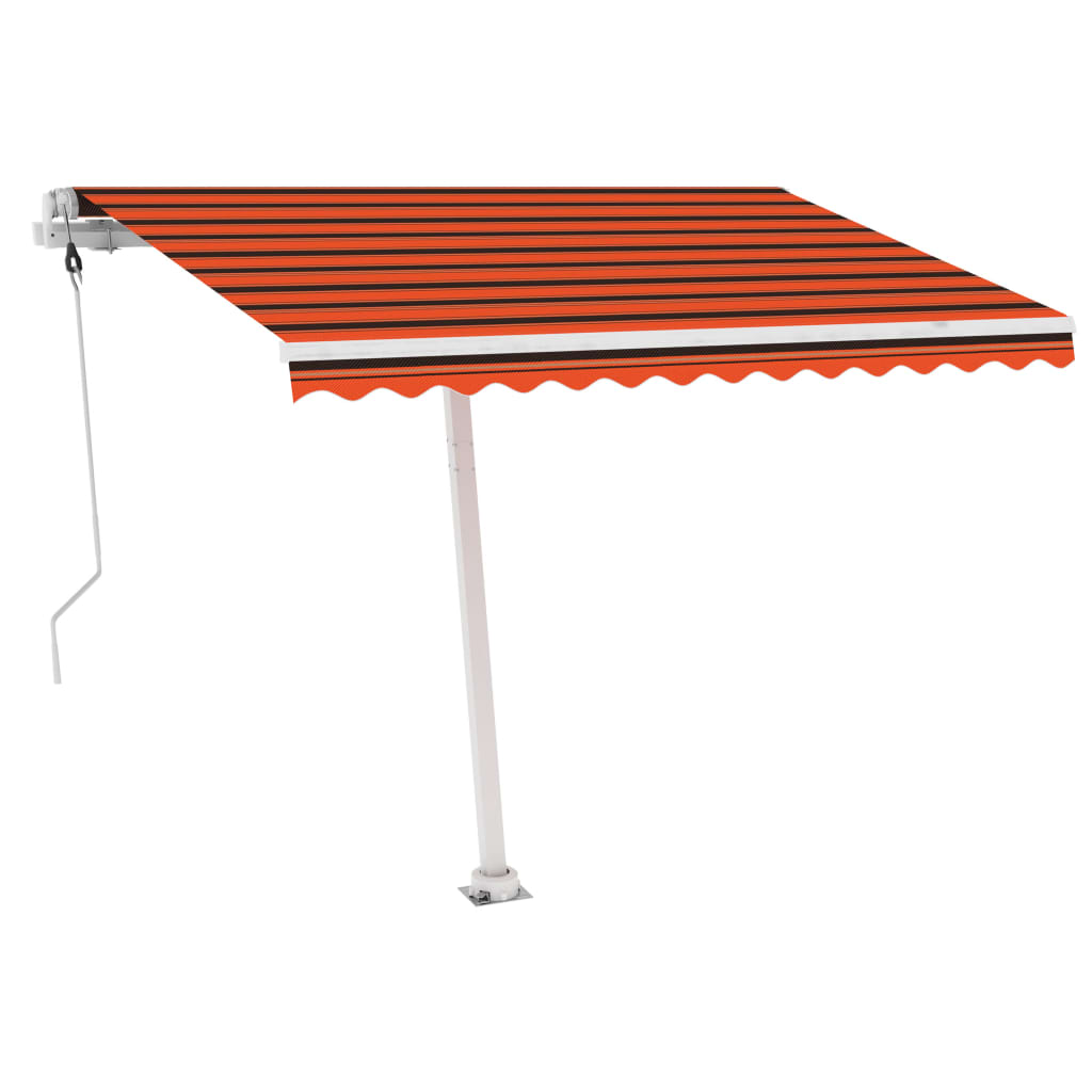 Copertină automată senzor vânt&LED, portocaliu/maro, 350x250 cm