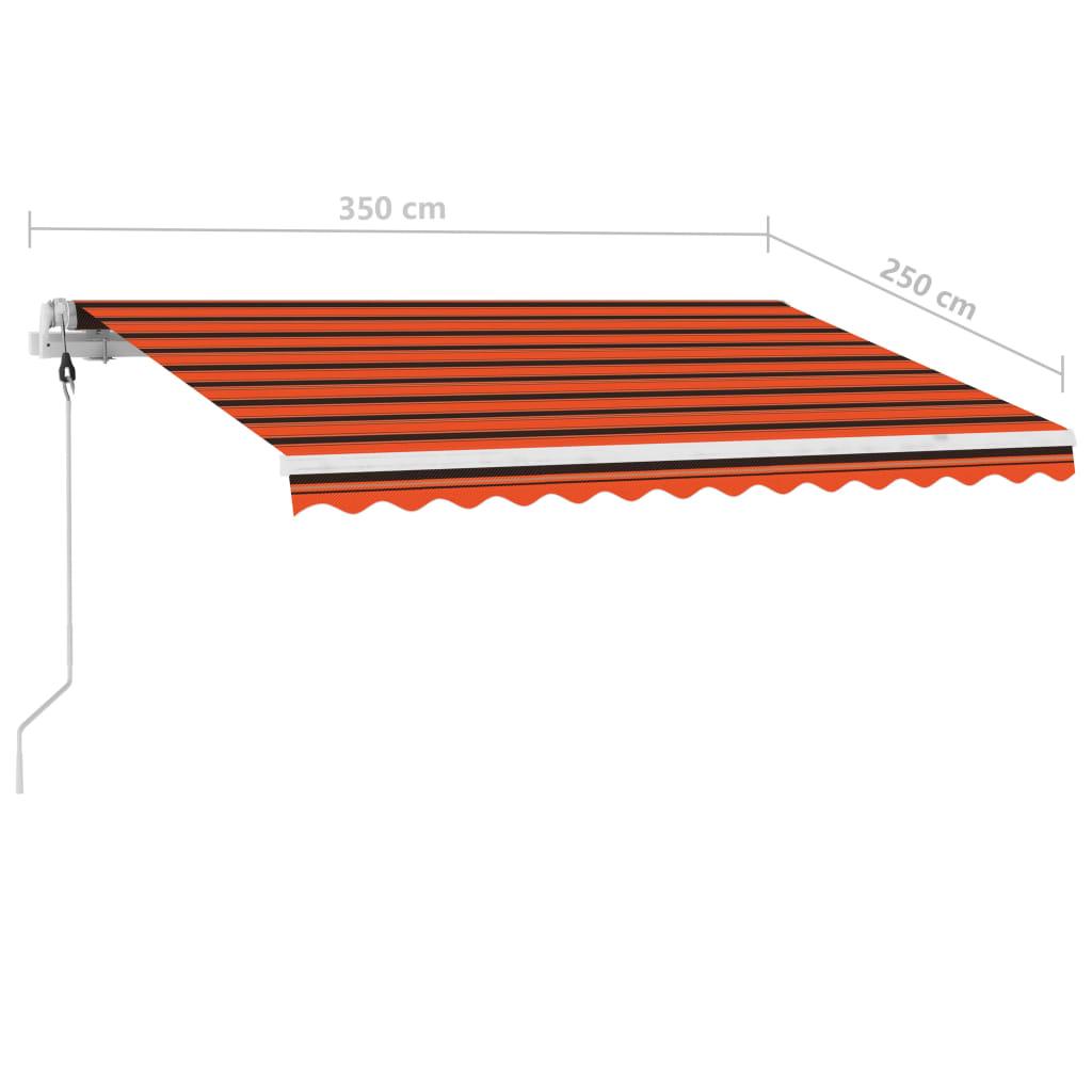 Copertină automată senzor vânt&LED, portocaliu/maro, 350x250 cm