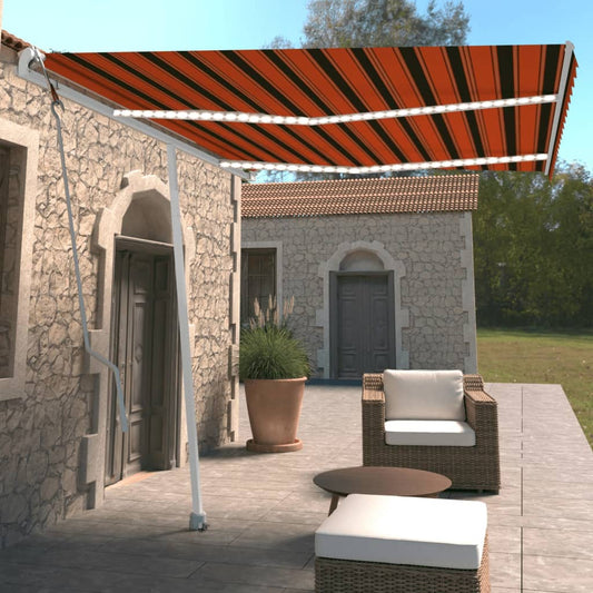 Copertină automată senzor vânt&LED, portocaliu/maro, 350x250 cm