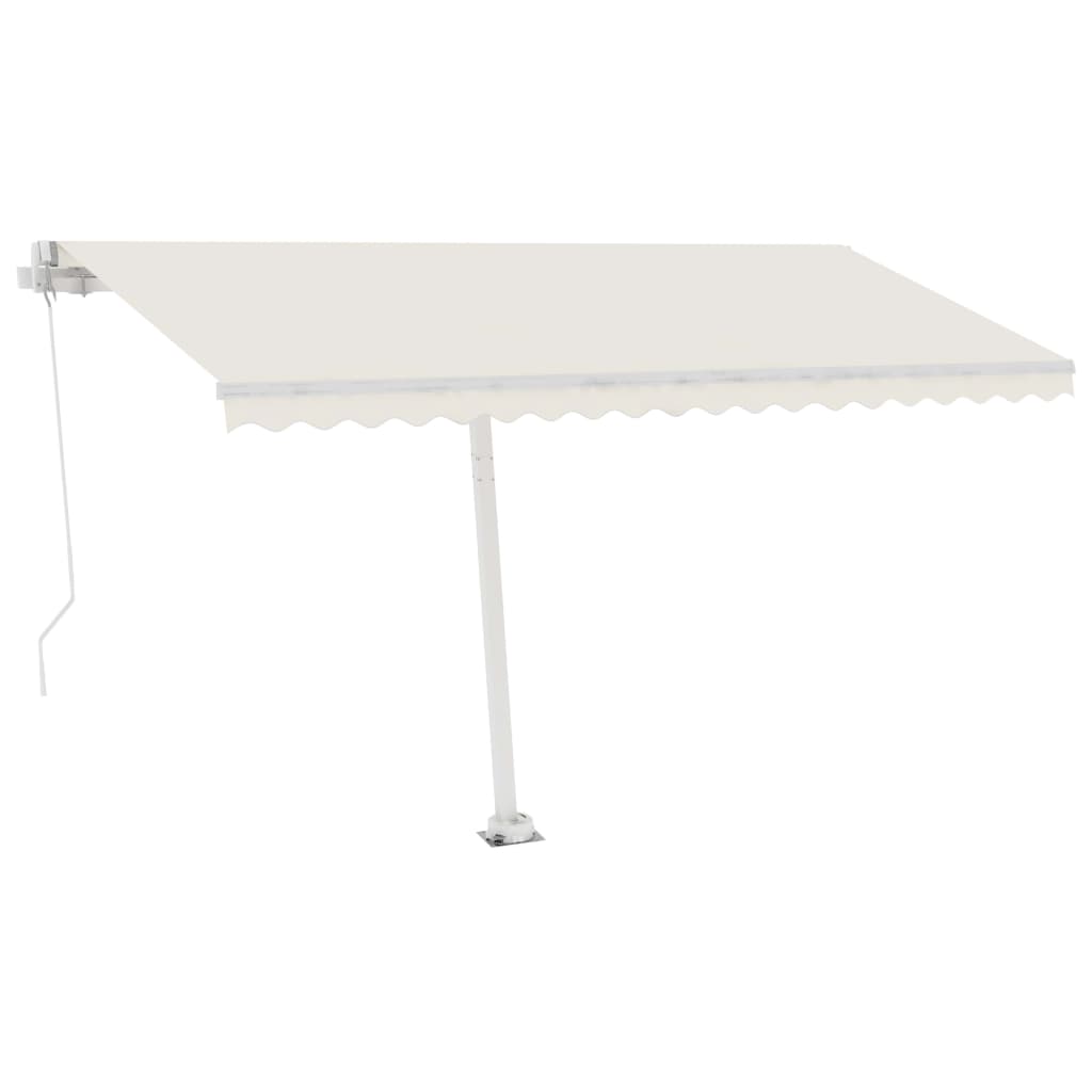 Copertină retractabilă manual cu LED, crem, 400x300 cm