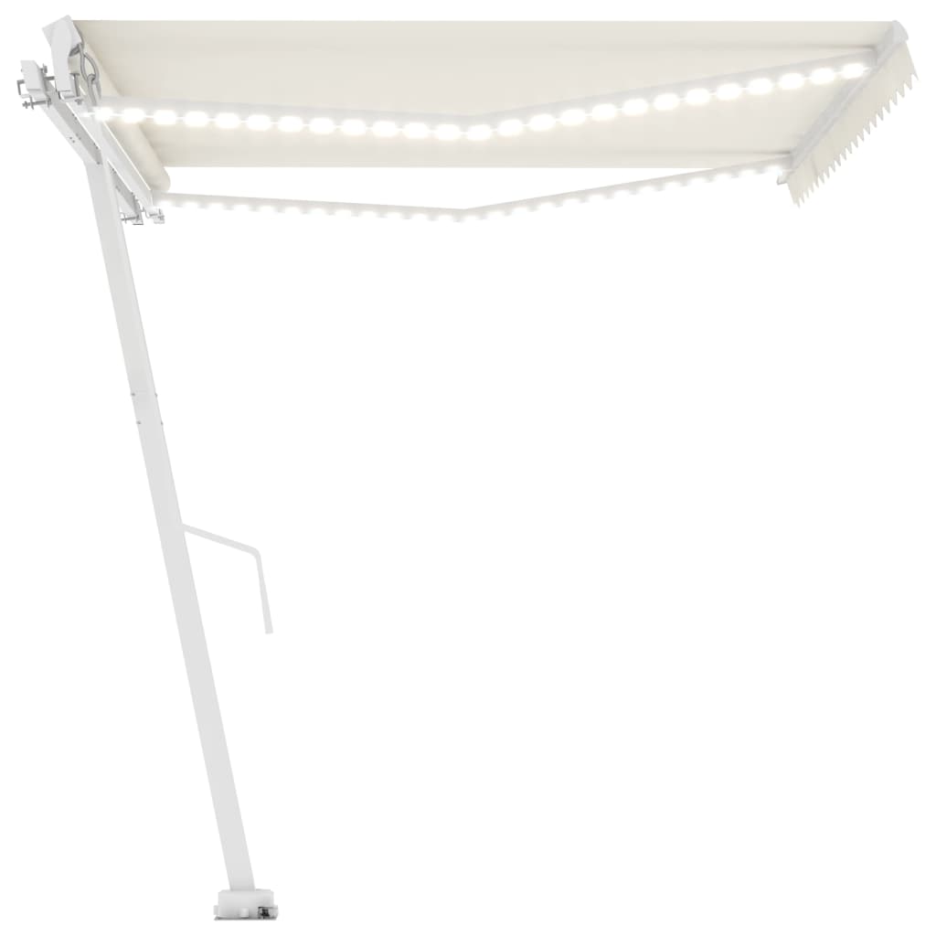 Copertină retractabilă manual cu LED, crem, 400x300 cm