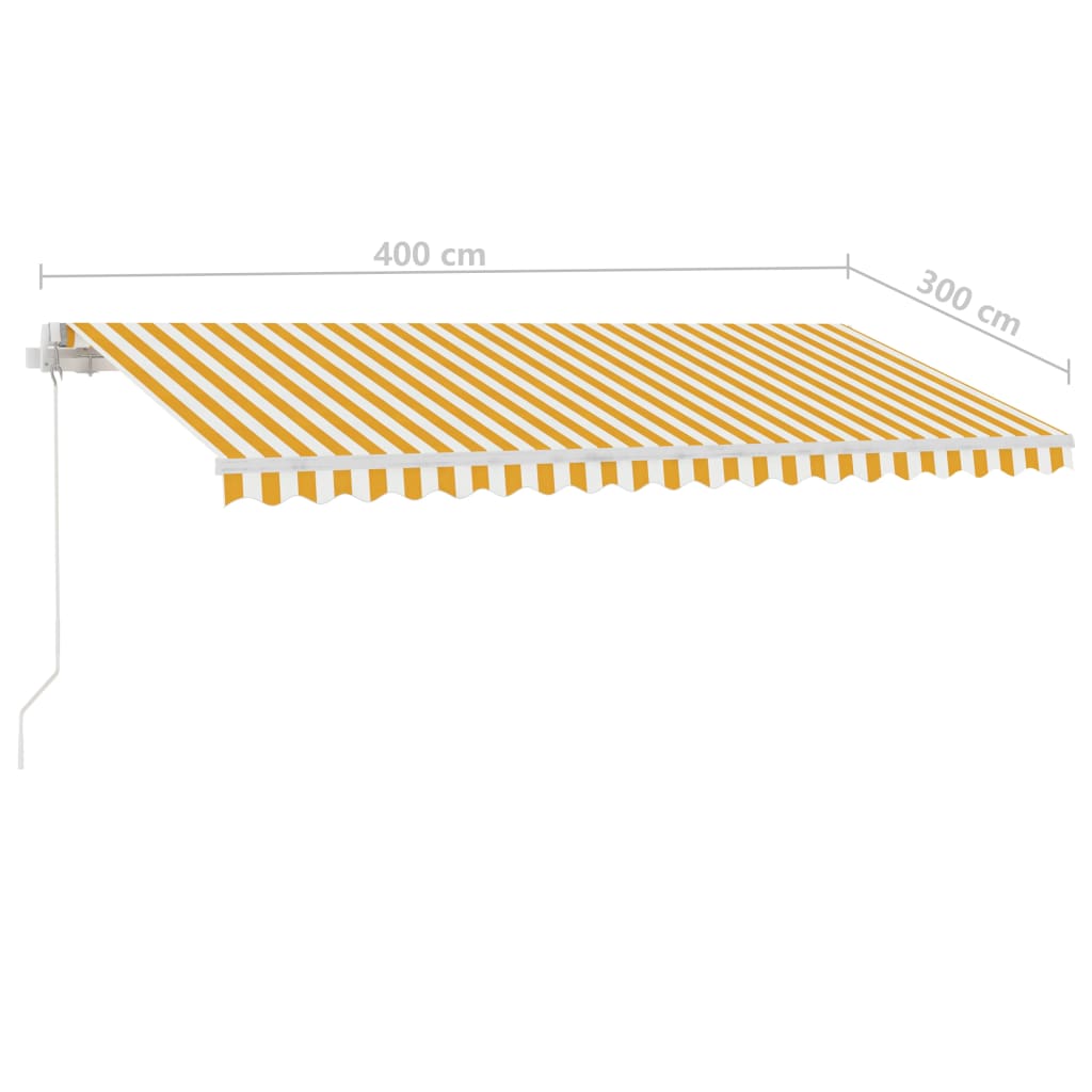 Copertină retractabilă manual cu LED, galben & alb, 400x300 cm