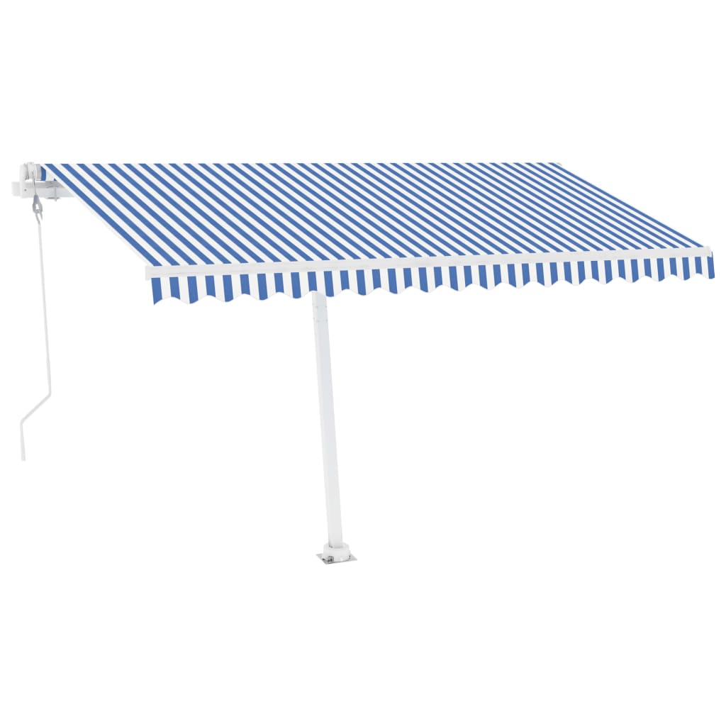 Copertină autonomă retractabilă automat albastru&alb 400x300 cm
