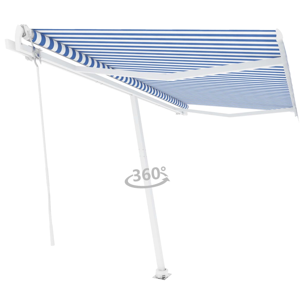 Copertină autonomă retractabilă automat albastru&alb 400x300 cm