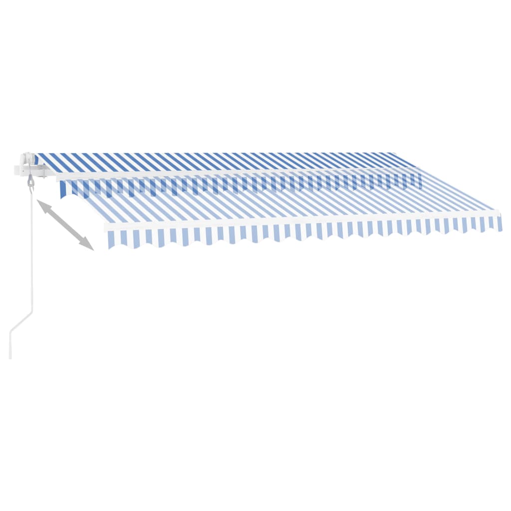 Copertină autonomă retractabilă automat albastru&alb 400x300 cm