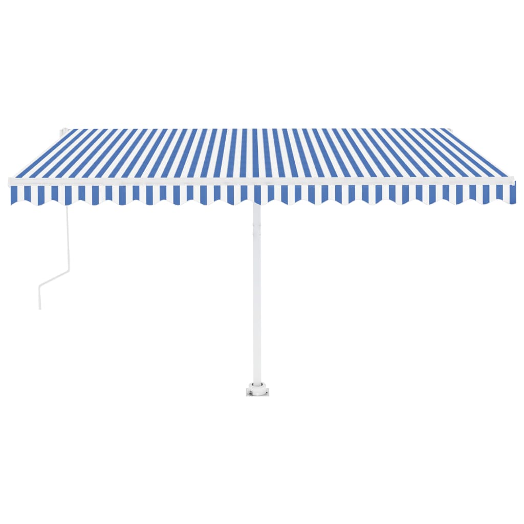 Copertină autonomă retractabilă automat albastru&alb 400x300 cm
