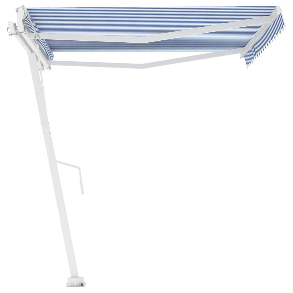 Copertină autonomă retractabilă automat albastru&alb 400x300 cm
